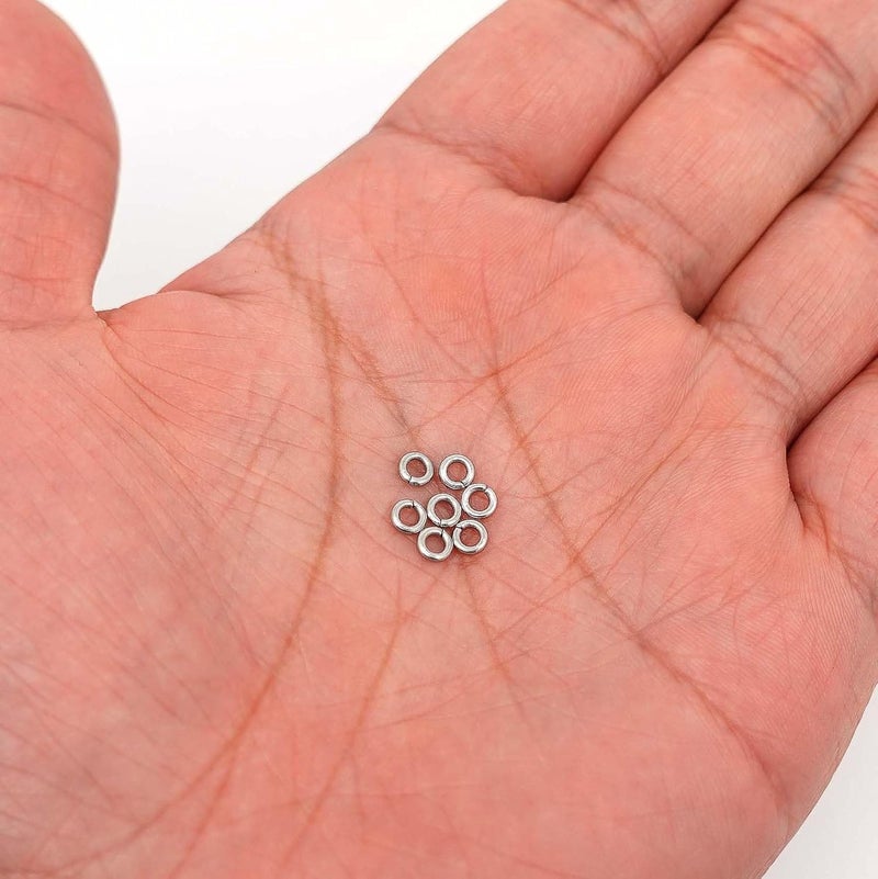 THREENEST 1000PCS 4mm 1mm Thickness 18 Gauge Stainless Steel Jump Rings, Unwelded Metal Round Craft Ring for Necklace Bracelet Keychain Chainmail Jewelry Making - Image 1